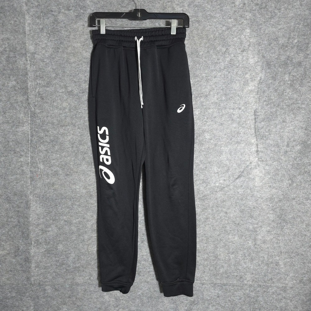 Asics Joggers Mens Small Black Athletic Sweatpants Logo Tapered Track Pants S